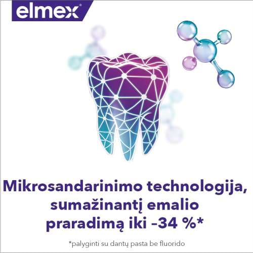 „Elmex“ dantų pasta su mikroužpildymo technologija, mažinanti emalio praradimą